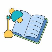 Open Note Book with desk lamp illustration vector