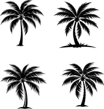 ilustración de silueta de árbol de coco vector