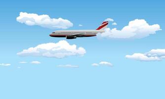 Plane flying Between clear sky. airplane flying between clouds animation footage with bue sky background vector