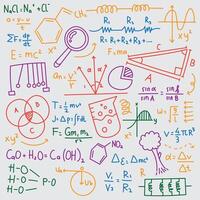 Creative Colorful Scientific Formulas On Chalkboard Design vector