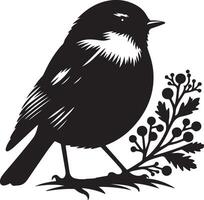 Bird silhouette with tree branch vector
