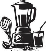 a blender with ingredients and a whisk vector