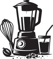 a blender with ingredients and a whisk vector