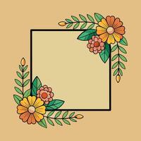 floral frame with flowers and leaves on a white background vector