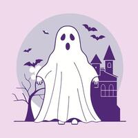 a ghost with a white robe and a castle in the background vector