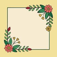 floral frame with flowers and leaves on a white background vector