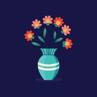 Nice Vase with flowers, simple and clean design illustration On a White Background vector