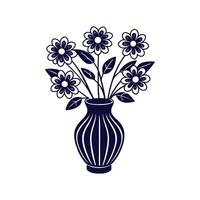 Nice Vase with flowers, simple and clean design illustration On a White Background vector