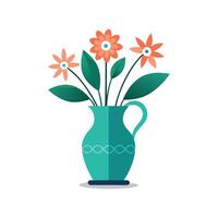 Nice Vase with flowers, simple and clean design illustration On a White Background vector