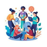 work with a variety of partners flat minimalistic illustration vector