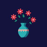 Nice Vase with flowers, simple and clean design illustration On a White Background vector