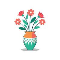 Nice Vase with flowers, simple and clean design illustration On a White Background vector