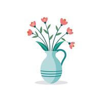 Nice Vase with flowers, simple and clean design illustration On a White Background vector