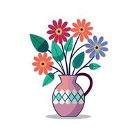 Nice Vase with flowers, simple and clean design illustration On a White Background vector