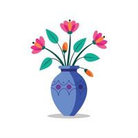 Nice Vase with flowers, simple and clean design illustration On a White Background vector