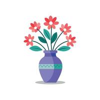 Nice Vase with flowers, simple and clean design illustration On a White Background vector