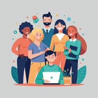 work with a variety of partners flat minimalistic illustration vector