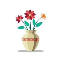 Nice Vase with flowers, simple and clean design illustration On a White Background vector