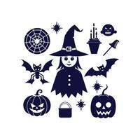 Halloween silhouettes set Clipart illustration On a White Background vector