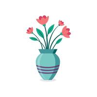 Nice Vase with flowers, simple and clean design illustration On a White Background vector