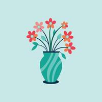 Nice Vase with flowers, simple and clean design illustration On a White Background vector