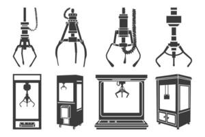 Claw Crane Machine Simple Clip Art And Illustration Design silhouette. vector