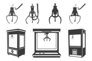 Claw Crane Machine Simple Clip Art And Illustration Design silhouette. vector