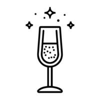Champagne icon or modern line symbol. line art and icon design with bold outline. Black and white Pixel Perfect minimalistic symbol isolated white background. Silhouette simple thin sign vector