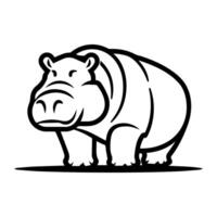 Hippopotamus icon or modern line symbol. line art and icon design with bold outline. Black and white Pixel Perfect minimalistic symbol isolated white background. Silhouette simple thin sign vector