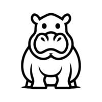 Hippopotamus icon or modern line symbol. line art and icon design with bold outline. Black and white Pixel Perfect minimalistic symbol isolated white background. Silhouette simple thin sign vector