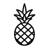 Pineapple icon or modern line symbol. line art and icon design with bold outline. Black and white Pixel Perfect minimalistic symbol isolated white background. Silhouette simple thin sign vector
