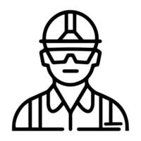 Engineer icon or modern line symbol. line art and icon design with bold outline. Black and white Pixel Perfect minimalistic symbol isolated white background. Silhouette simple thin sign vector