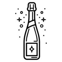 Champagne icon or modern line symbol. line art and icon design with bold outline. Black and white Pixel Perfect minimalistic symbol isolated white background. Silhouette simple thin sign vector