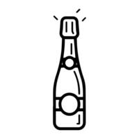 Champagne icon or modern line symbol. line art and icon design with bold outline. Black and white Pixel Perfect minimalistic symbol isolated white background. Silhouette simple thin sign vector