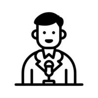 Reporter icon or modern line symbol. line art and icon design with bold outline. Black and white Pixel Perfect minimalistic symbol isolated white background. Silhouette simple thin sign vector