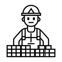 Builder icon or modern line symbol. line art and icon design with bold outline. Black and white Pixel Perfect minimalistic symbol isolated white background. Silhouette simple thin sign vector