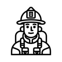 Firefighter icon or modern line symbol. line art and icon design with bold outline. Black and white Pixel Perfect minimalistic symbol isolated white background. Silhouette simple thin sign vector