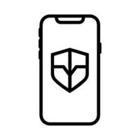 Mobile Protection icon or modern line symbol. line art and icon design with bold outline. Black and white Pixel Perfect minimalistic symbol isolated white background.Silhouette simple thin sign vector