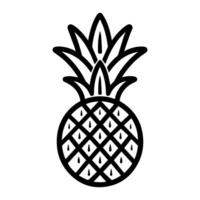 Pineapple icon or modern line symbol. line art and icon design with bold outline. Black and white Pixel Perfect minimalistic symbol isolated white background. Silhouette simple thin sign vector