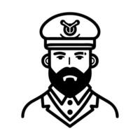 Captain icon or modern line symbol. line art and icon design with bold outline. Black and white Pixel Perfect minimalistic symbol isolated white background. Silhouette simple thin sign vector