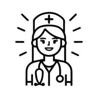 Nurse icon or modern line symbol. line art and icon design with bold outline. Black and white Pixel Perfect minimalistic symbol isolated white background. Silhouette simple thin sign vector