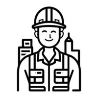 Builder icon or modern line symbol. line art and icon design with bold outline. Black and white Pixel Perfect minimalistic symbol isolated white background. Silhouette simple thin sign vector