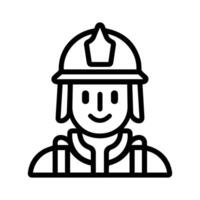 Firefighter icon or modern line symbol. line art and icon design with bold outline. Black and white Pixel Perfect minimalistic symbol isolated white background. Silhouette simple thin sign vector