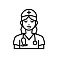 Nurse icon or modern line symbol. line art and icon design with bold outline. Black and white Pixel Perfect minimalistic symbol isolated white background. Silhouette simple thin sign vector