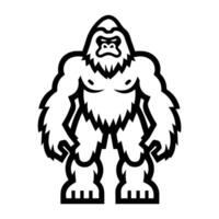 Bigfoot icon or modern line symbol. line art and icon design with bold outline. Black and white Pixel Perfect minimalistic symbol isolated white background. Silhouette simple thin sign vector