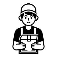 Courier icon or modern line symbol. line art and icon design with bold outline. Black and white Pixel Perfect minimalistic symbol isolated white background. Silhouette simple thin sign vector