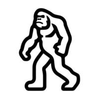 Bigfoot icon or modern line symbol. line art and icon design with bold outline. Black and white Pixel Perfect minimalistic symbol isolated white background. Silhouette simple thin sign vector