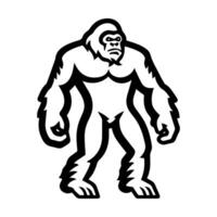 Bigfoot icon or modern line symbol. line art and icon design with bold outline. Black and white Pixel Perfect minimalistic symbol isolated white background. Silhouette simple thin sign vector