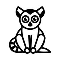 Lemur icon or modern line symbol. line art and icon design with bold outline. Black and white Pixel Perfect minimalistic symbol isolated white background. Silhouette simple thin sign vector
