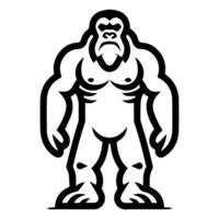 Bigfoot icon or modern line symbol. line art and icon design with bold outline. Black and white Pixel Perfect minimalistic symbol isolated white background. Silhouette simple thin sign vector